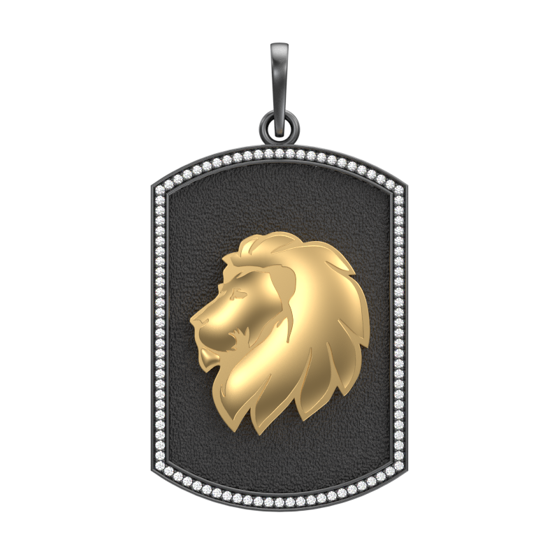 Leo Zodiac Luxe, Constellation Pendant with CZ Diamonds, 18kt Gold & Black Ruthenium Plating on Brass.