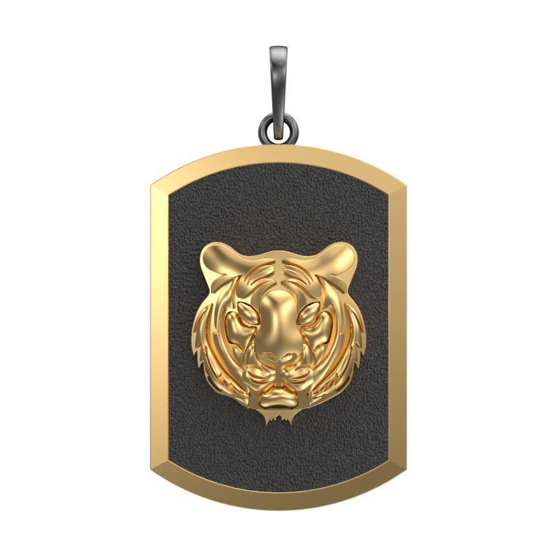 Tiger, Wild Pendant with 18kt Gold & Black Ruthenium Plating on Brass.