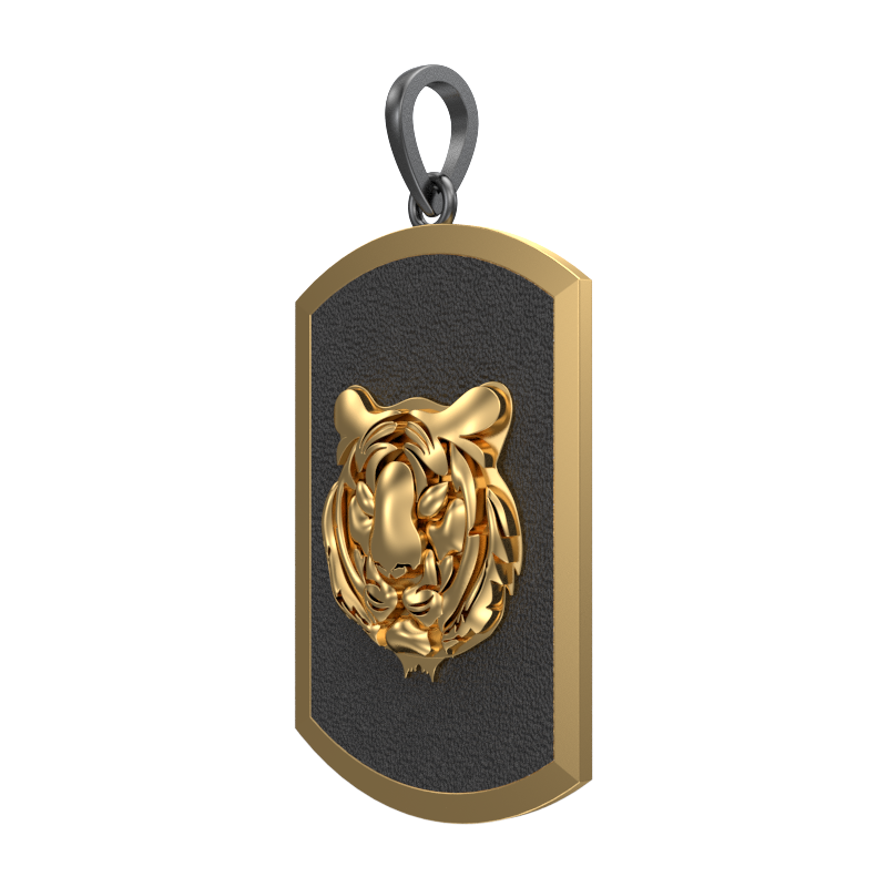 Tiger, Wild Pendant with 18kt Gold & Black Ruthenium Plating on Brass.