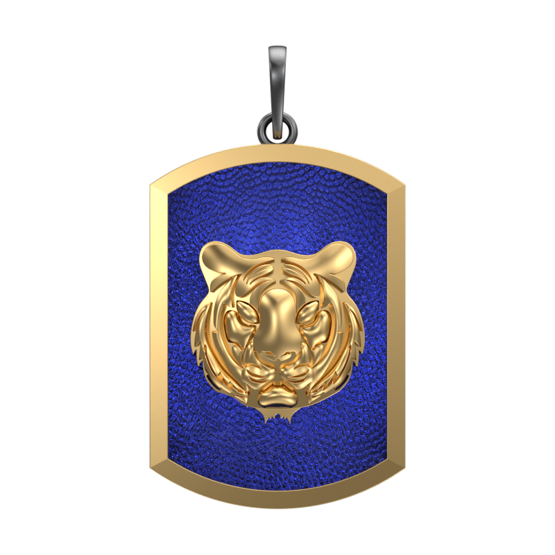 Tiger, Wild Pendant with 18kt Gold & Black Ruthenium Plating on Brass.