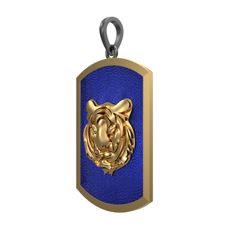 Tiger, Wild Pendant with 18kt Gold & Black Ruthenium Plating on Brass.