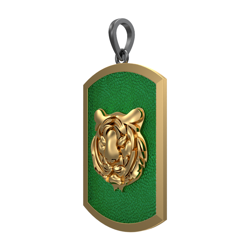 Tiger, Wild Pendant with 18kt Gold & Black Ruthenium Plating on Brass.