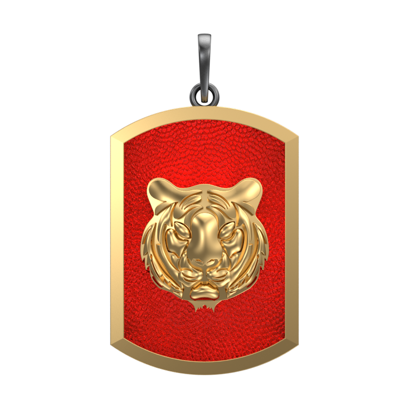 Tiger, Wild Pendant with 18kt Gold & Black Ruthenium Plating on Brass.