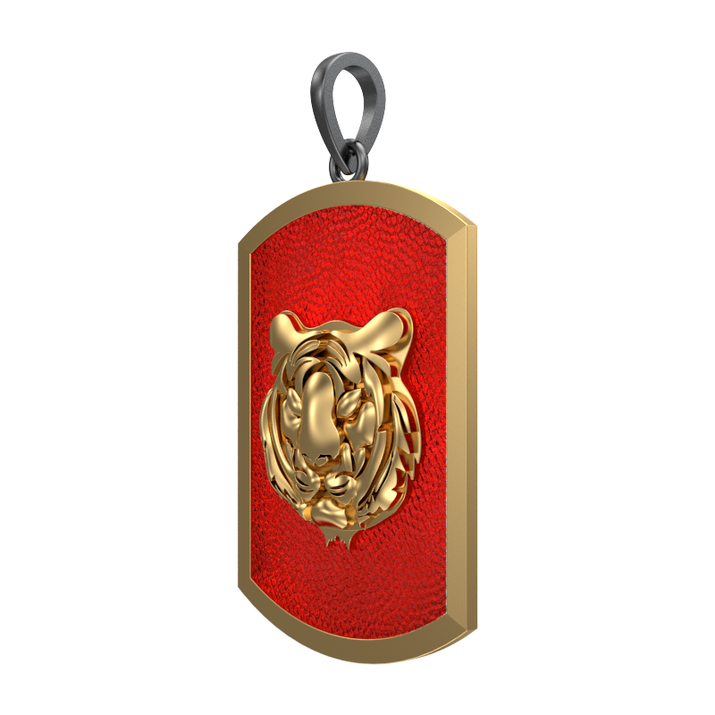 Tiger, Wild Pendant with 18kt Gold & Black Ruthenium Plating on Brass.