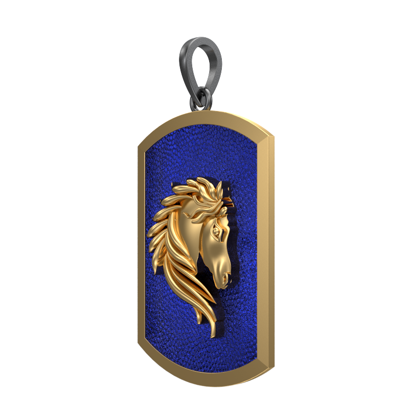 Horse, Wild Pendant with 18kt Gold & Black Ruthenium Plating on Brass.