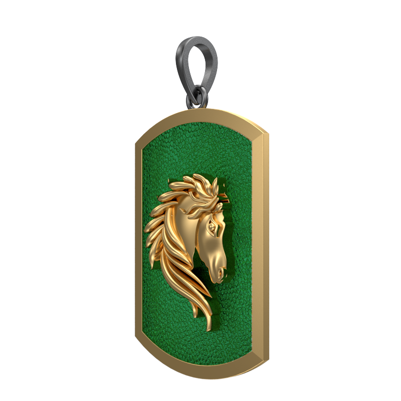 Horse, Wild Pendant with 18kt Gold & Black Ruthenium Plating on Brass.