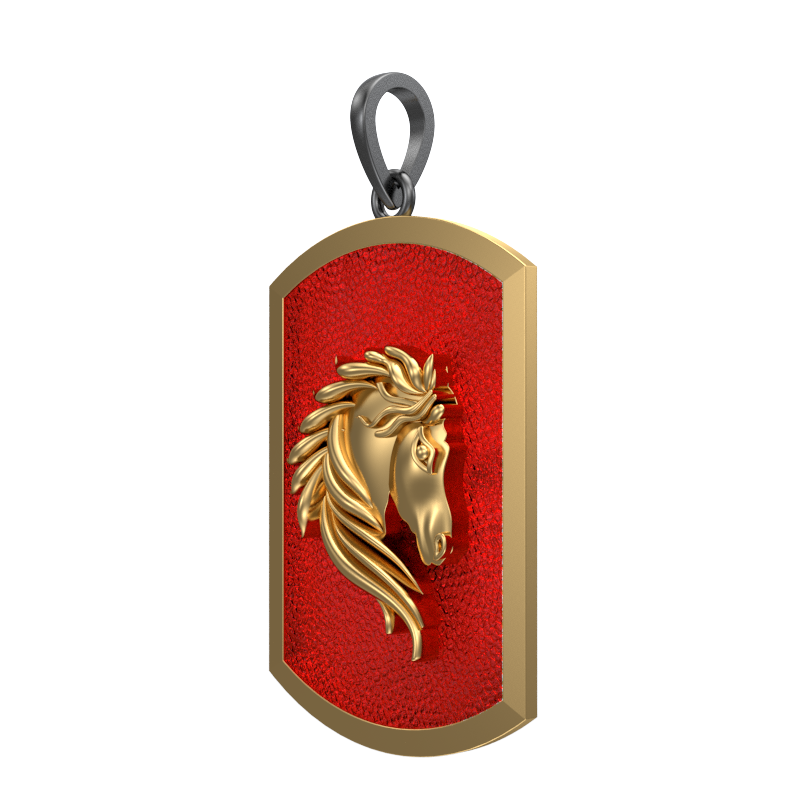 Horse, Wild Pendant with 18kt Gold & Black Ruthenium Plating on Brass.