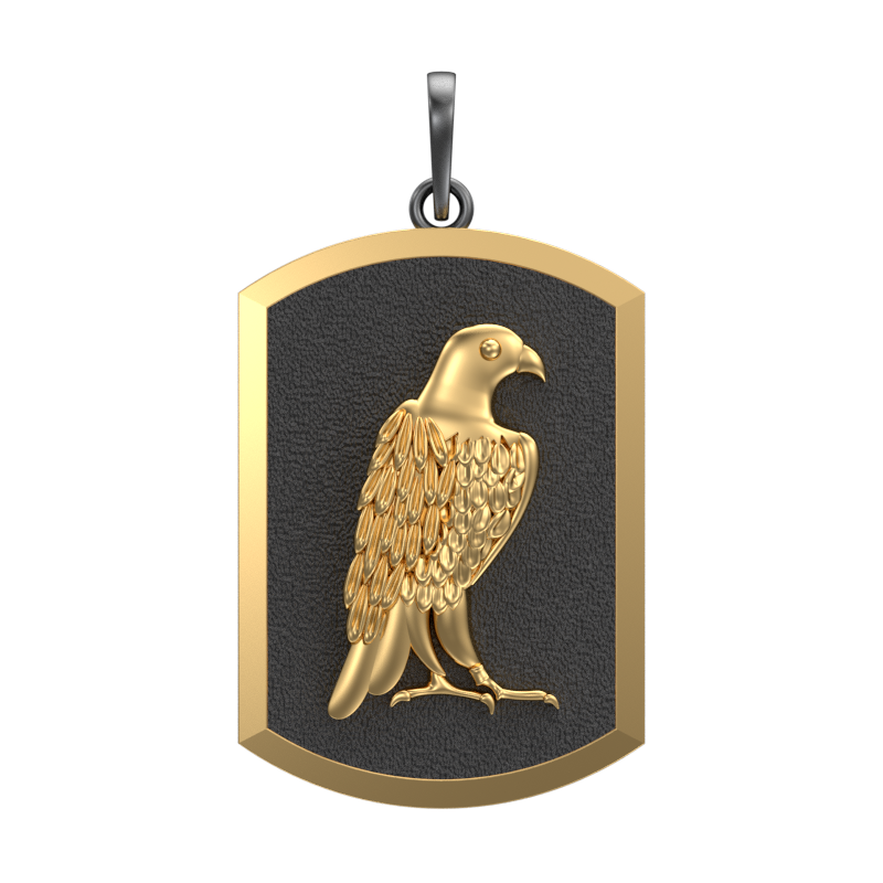 Falcon, Wild Pendant with 18kt Gold & Black Ruthenium Plating on Brass.