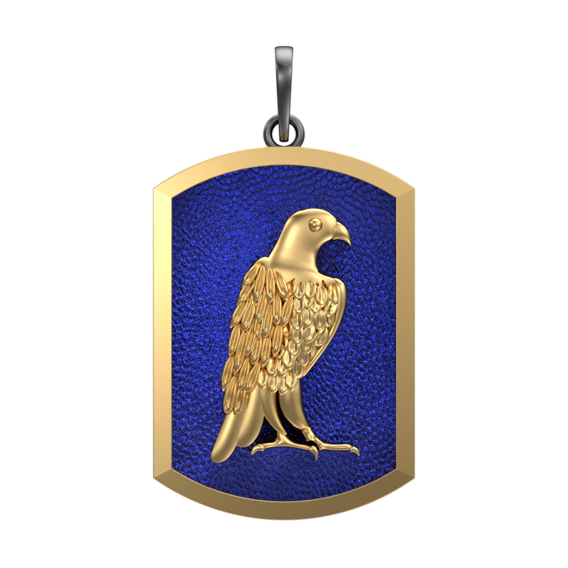 Falcon, Wild Pendant with 18kt Gold & Black Ruthenium Plating on Brass.