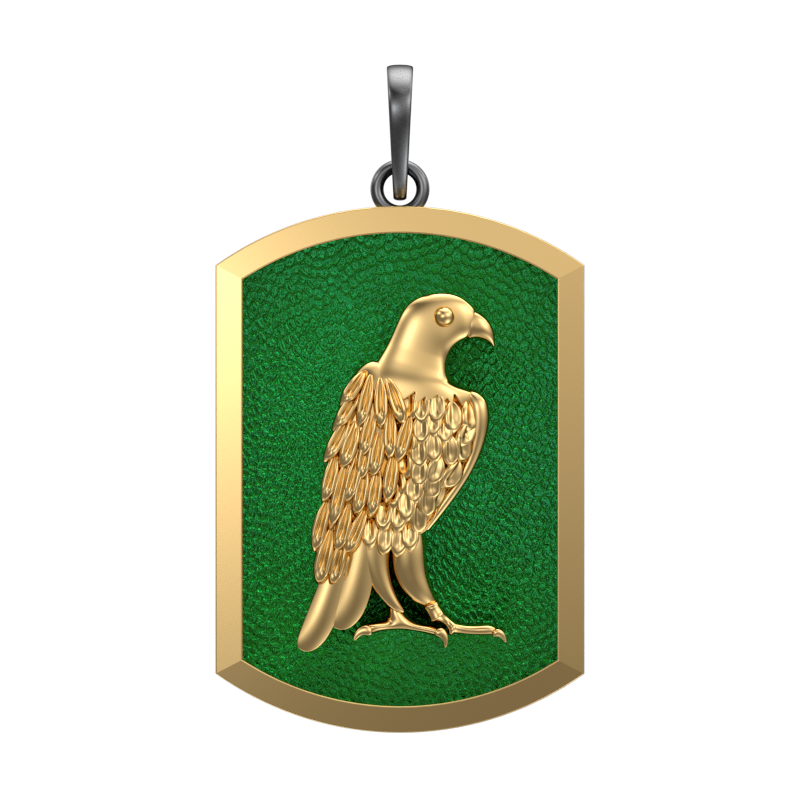 Falcon, Wild Pendant with 18kt Gold & Black Ruthenium Plating on Brass.