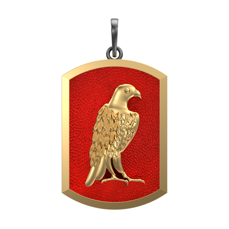 Falcon, Wild Pendant with 18kt Gold & Black Ruthenium Plating on Brass.