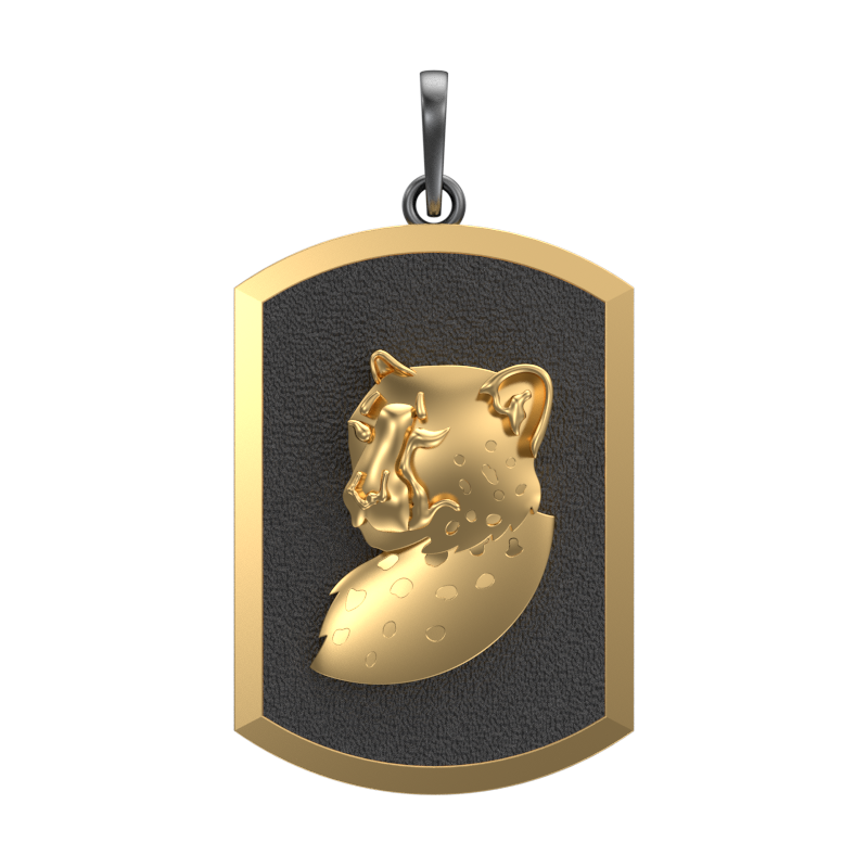 Leopard, Wild Pendant with 18kt Gold & Black Ruthenium Plating on Brass.