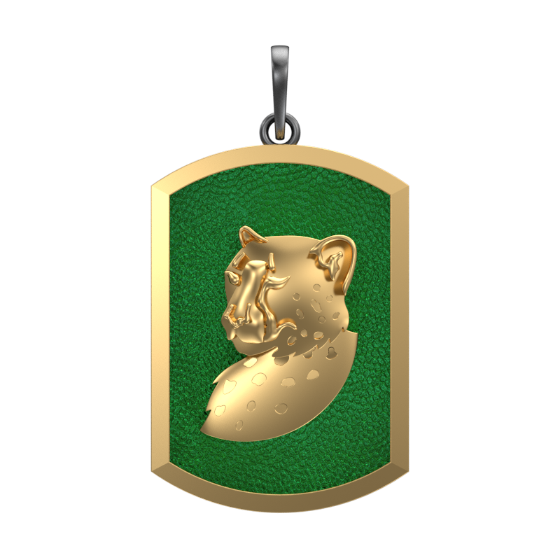Leopard, Wild Pendant with 18kt Gold & Black Ruthenium Plating on Brass.