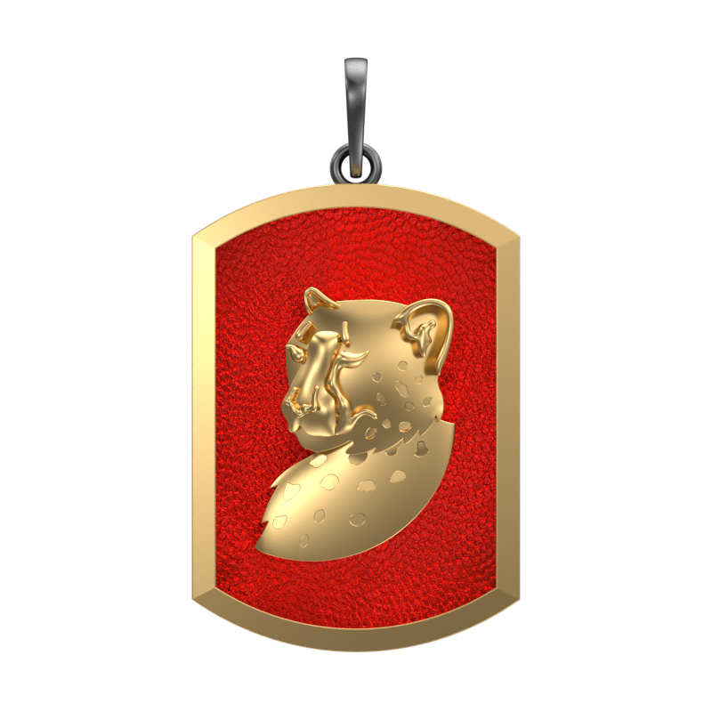Leopard, Wild Pendant with 18kt Gold & Black Ruthenium Plating on Brass.
