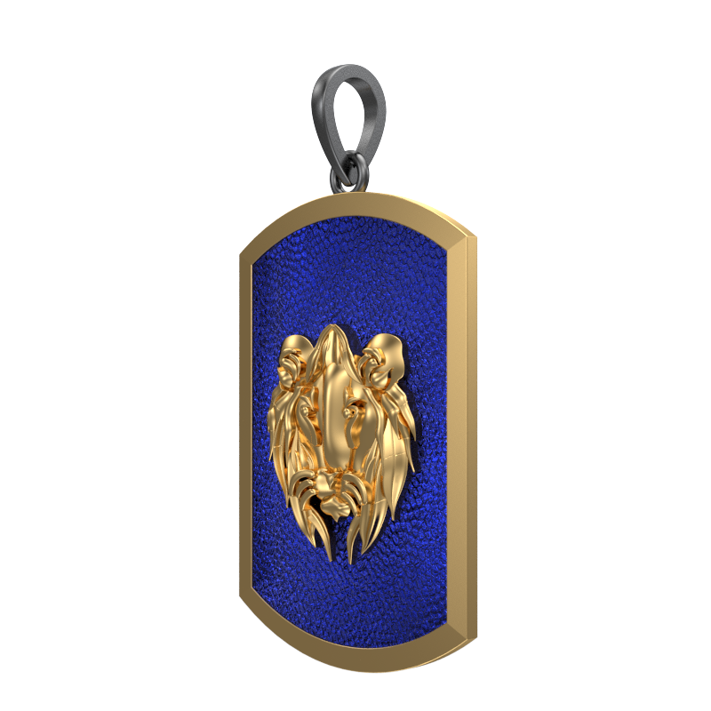 Lion, Wild Pendant with 18kt Gold & Black Ruthenium Plating on Brass.