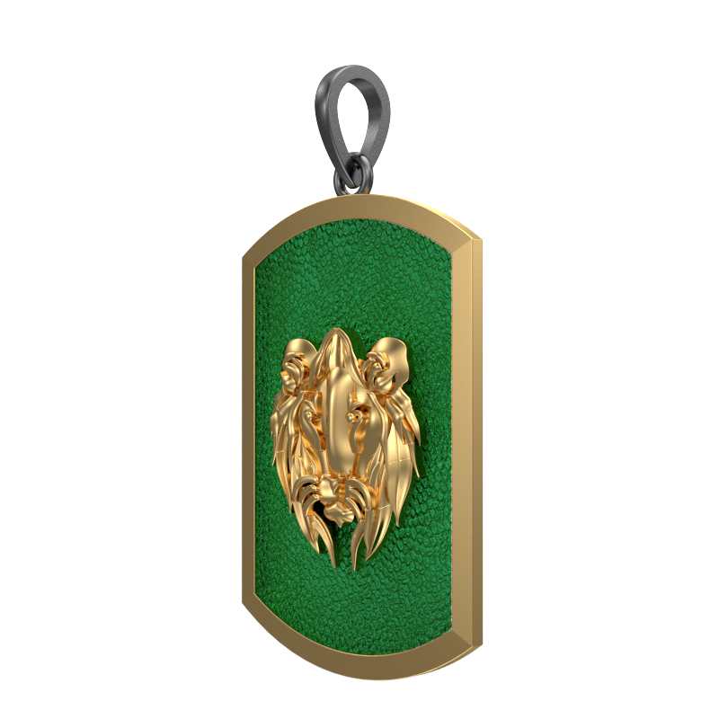 Lion, Wild Pendant with 18kt Gold & Black Ruthenium Plating on Brass.