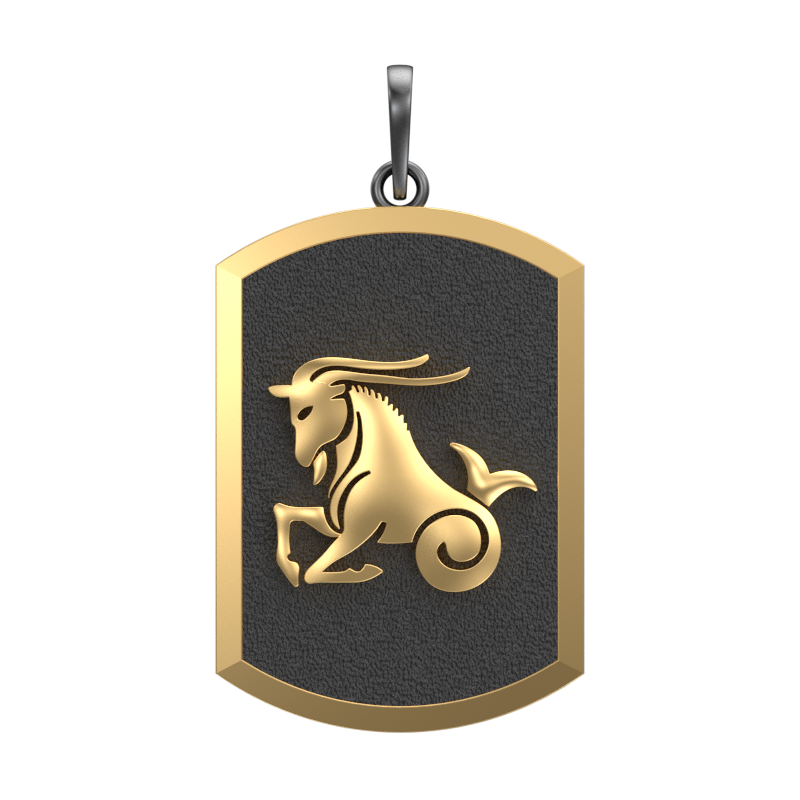 Capricorn Zodiac, Constellation Pendant with 18kt Gold & Black Ruthenium Plating on Brass.