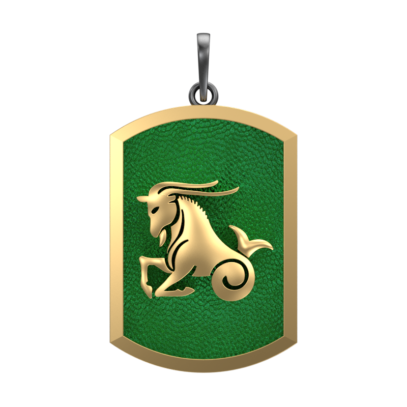 Capricorn Zodiac, Constellation Pendant with 18kt Gold & Black Ruthenium Plating on Brass.