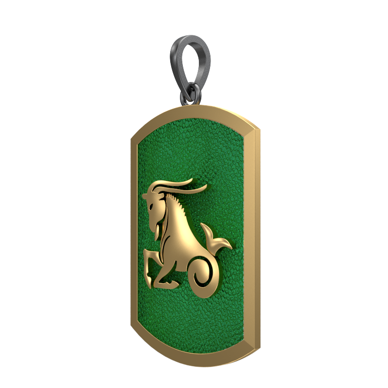 Capricorn Zodiac, Constellation Pendant with 18kt Gold & Black Ruthenium Plating on Brass.