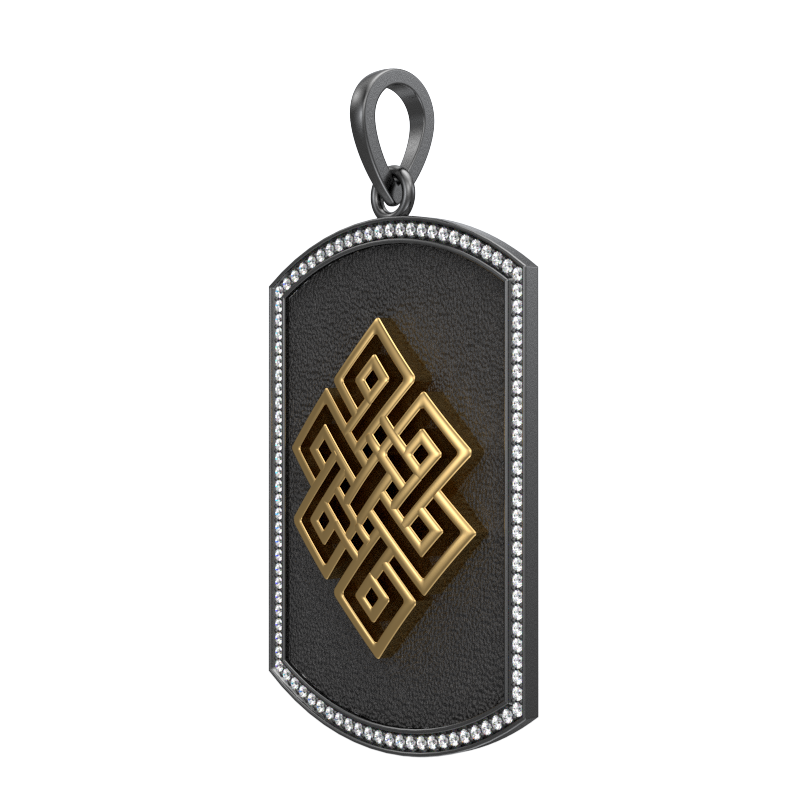 Infinity Luxe, Spiritual Pendant with CZ Diamonds, 18kt Gold & Black Ruthenium Plating on Brass.