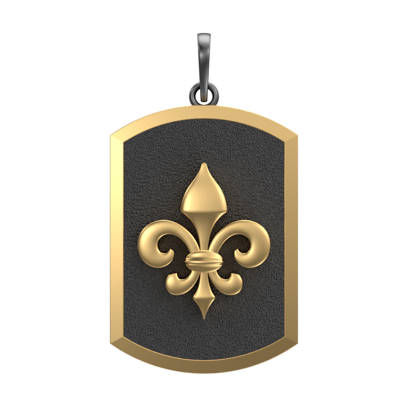 Fleur di lis, Spiritual Pendant with 18kt Gold & Black Ruthenium Plating on Brass.