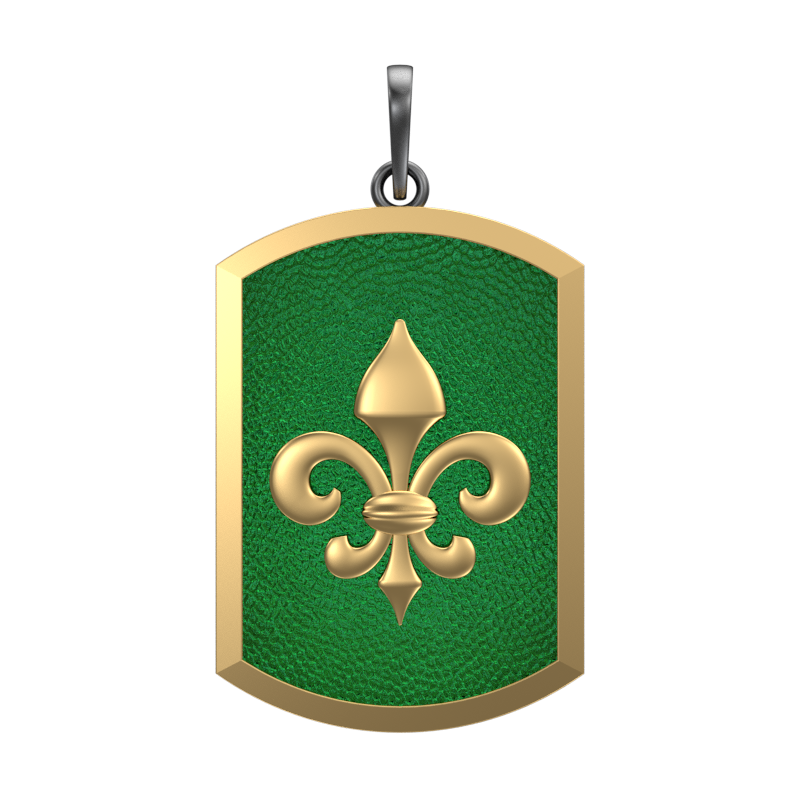 Fleur di lis, Spiritual Pendant with 18kt Gold & Black Ruthenium Plating on Brass.