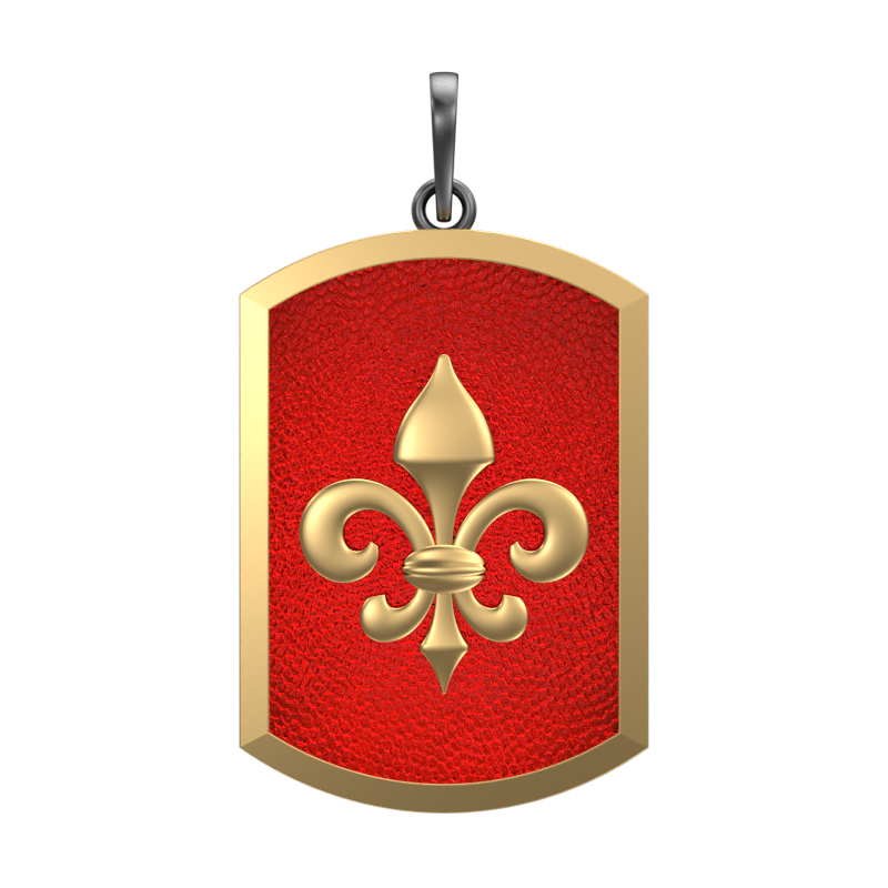 Fleur di lis, Spiritual Pendant with 18kt Gold & Black Ruthenium Plating on Brass.