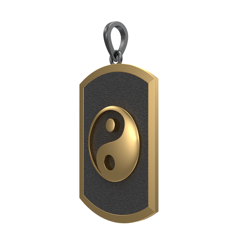 Ying Yang, Spiritual Pendant with 18kt Gold & Black Ruthenium Plating on Brass.