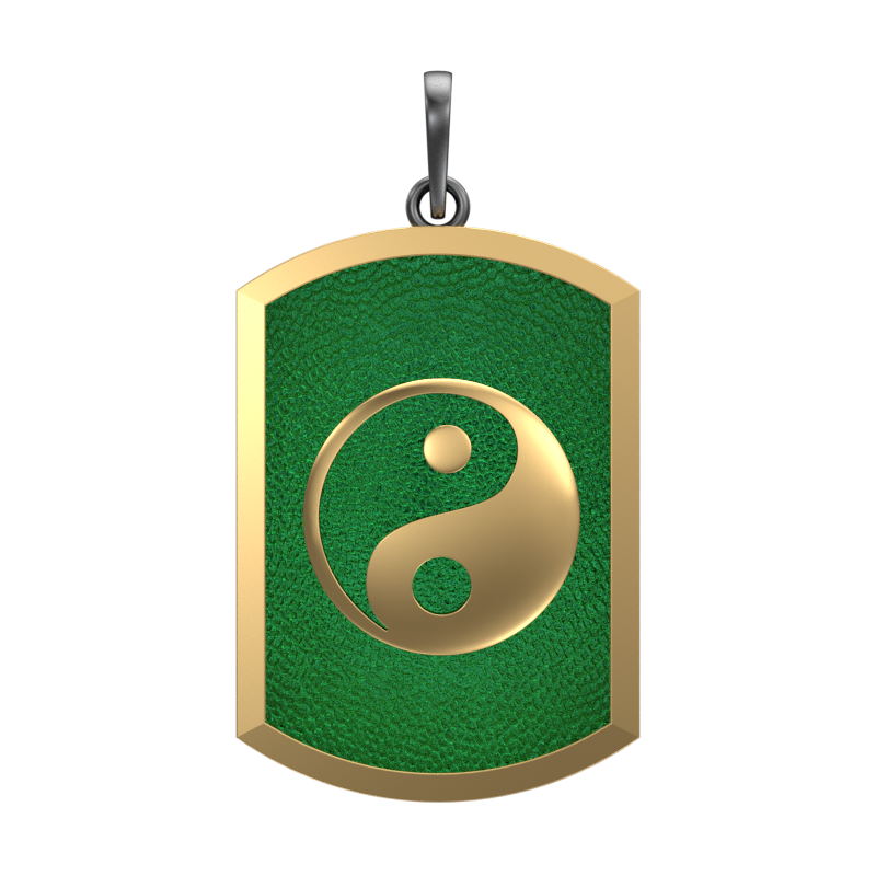 Ying Yang, Spiritual Pendant with 18kt Gold & Black Ruthenium Plating on Brass.