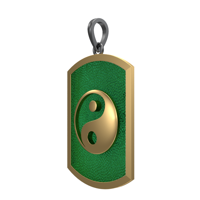 Ying Yang, Spiritual Pendant with 18kt Gold & Black Ruthenium Plating on Brass.