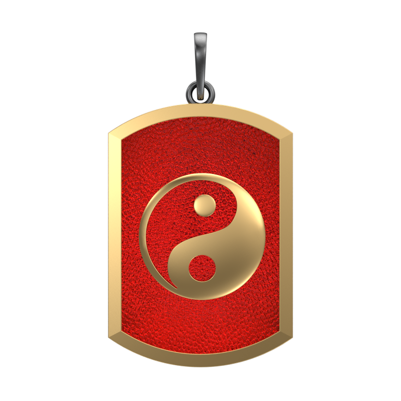 Ying Yang, Spiritual Pendant with 18kt Gold & Black Ruthenium Plating on Brass.