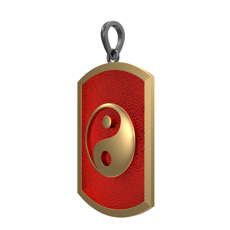 Ying Yang, Spiritual Pendant with 18kt Gold & Black Ruthenium Plating on Brass.