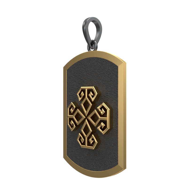 Power, Spiritual Pendant with 18kt Gold & Black Ruthenium Plating on Brass.