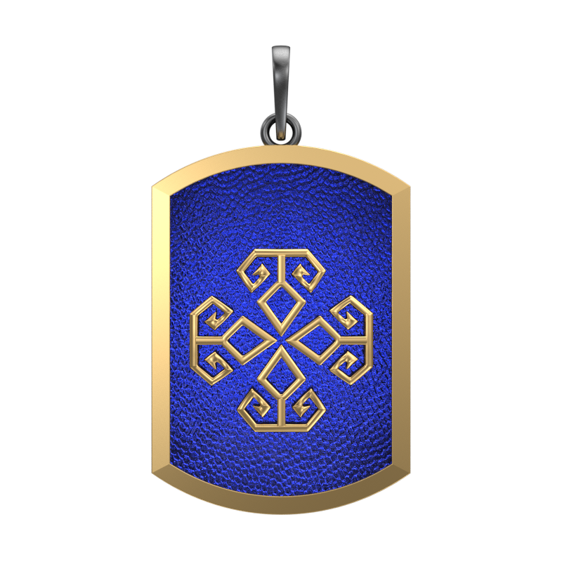 Power, Spiritual Pendant with 18kt Gold & Black Ruthenium Plating on Brass.