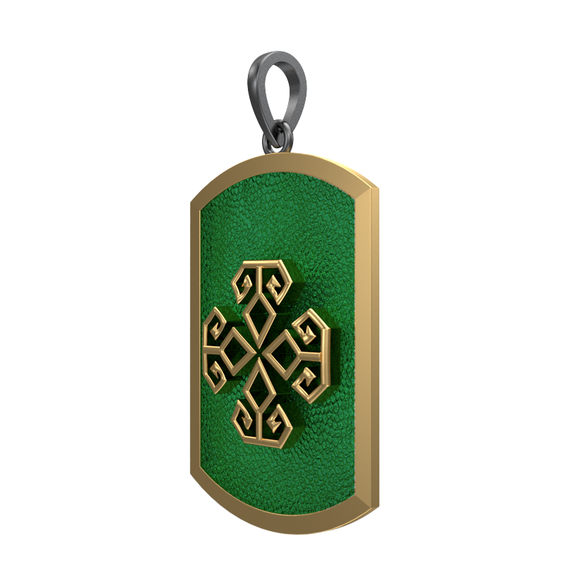 Power, Spiritual Pendant with 18kt Gold & Black Ruthenium Plating on Brass.