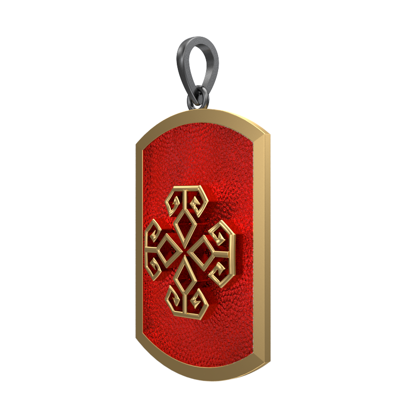 Power, Spiritual Pendant with 18kt Gold & Black Ruthenium Plating on Brass.