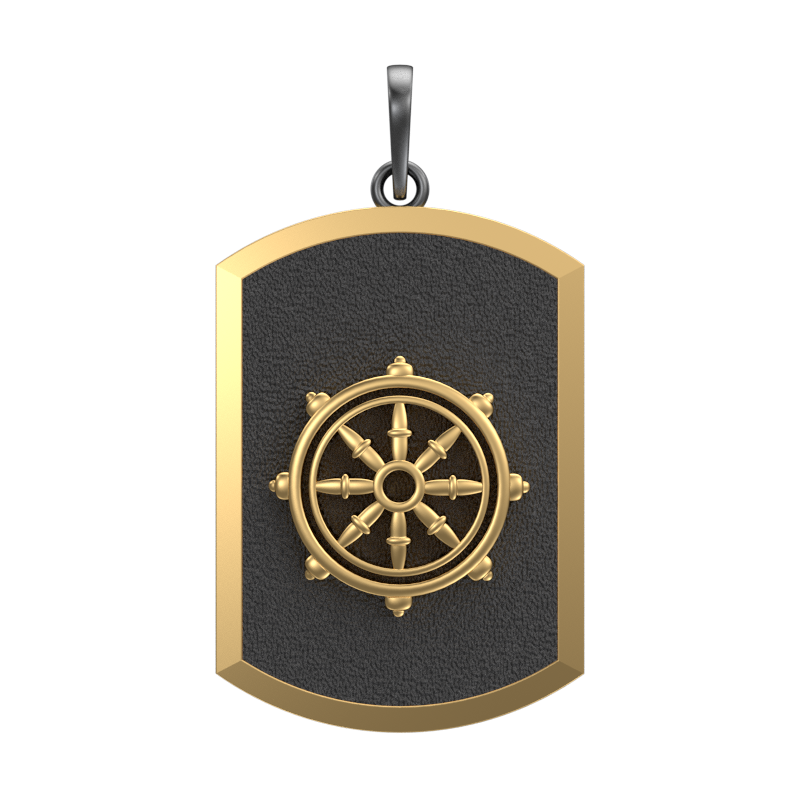 Dharma, Spiritual Pendant with 18kt Gold & Black Ruthenium Plating on Brass.