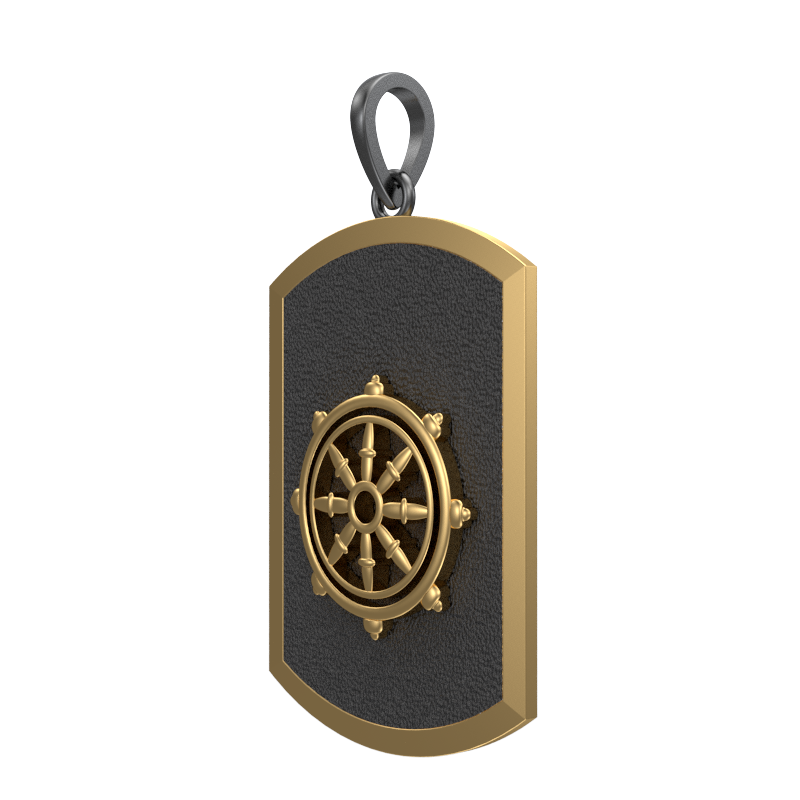 Dharma, Spiritual Pendant with 18kt Gold & Black Ruthenium Plating on Brass.