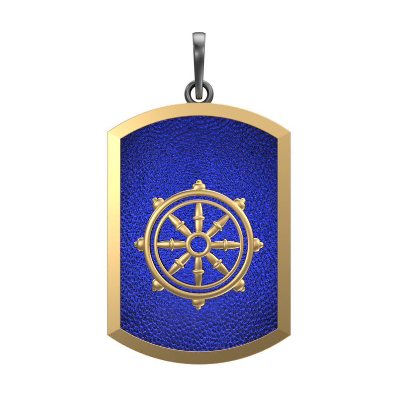 Dharma, Spiritual Pendant with 18kt Gold & Black Ruthenium Plating on Brass.