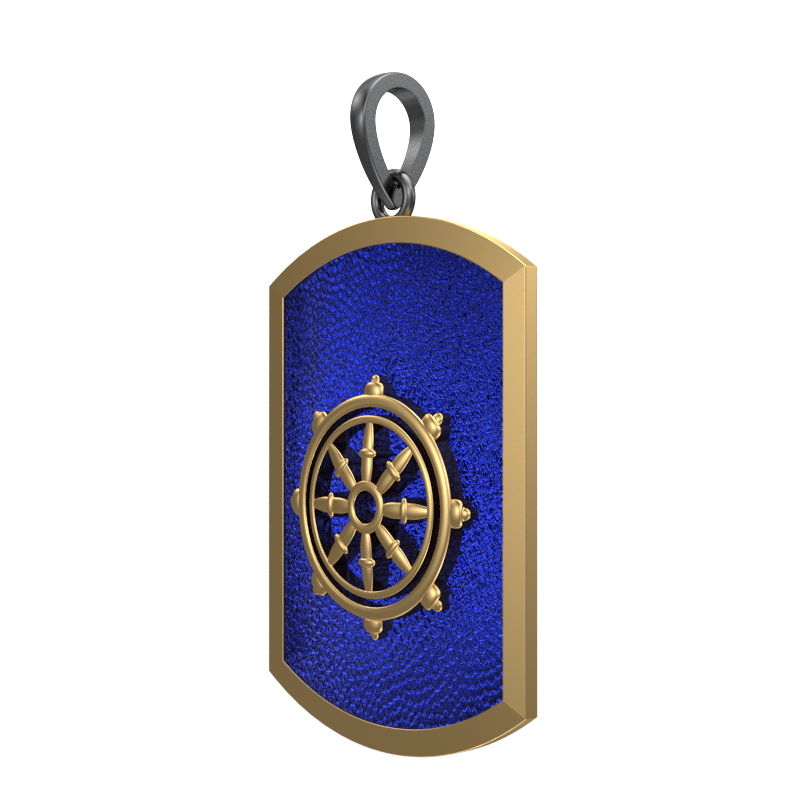Dharma, Spiritual Pendant with 18kt Gold & Black Ruthenium Plating on Brass.