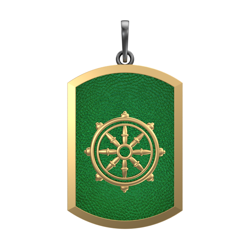 Dharma, Spiritual Pendant with 18kt Gold & Black Ruthenium Plating on Brass.