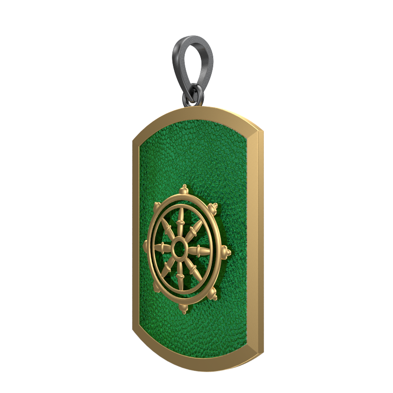 Dharma, Spiritual Pendant with 18kt Gold & Black Ruthenium Plating on Brass.