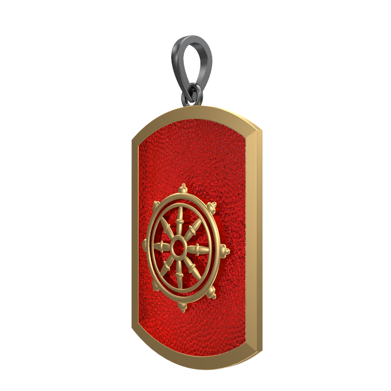 Dharma, Spiritual Pendant with 18kt Gold & Black Ruthenium Plating on Brass.