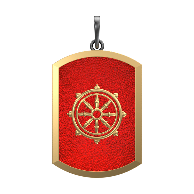 Dharma, Spiritual Pendant with 18kt Gold & Black Ruthenium Plating on Brass.