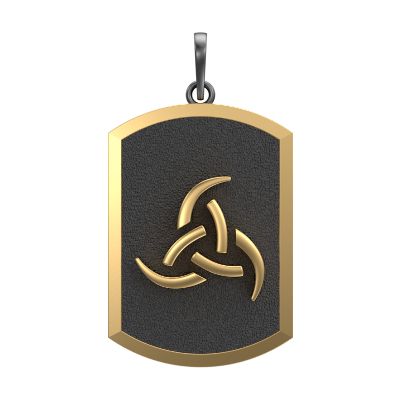 Odin, Spiritual Pendant with 18kt Gold & Black Ruthenium Plating on Brass.