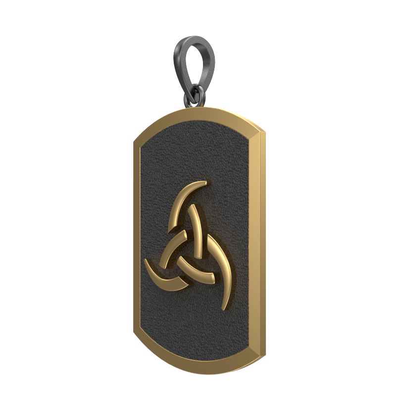 Odin, Spiritual Pendant with 18kt Gold & Black Ruthenium Plating on Brass.