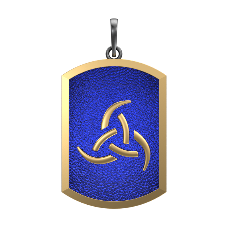 Odin, Spiritual Pendant with 18kt Gold & Black Ruthenium Plating on Brass.