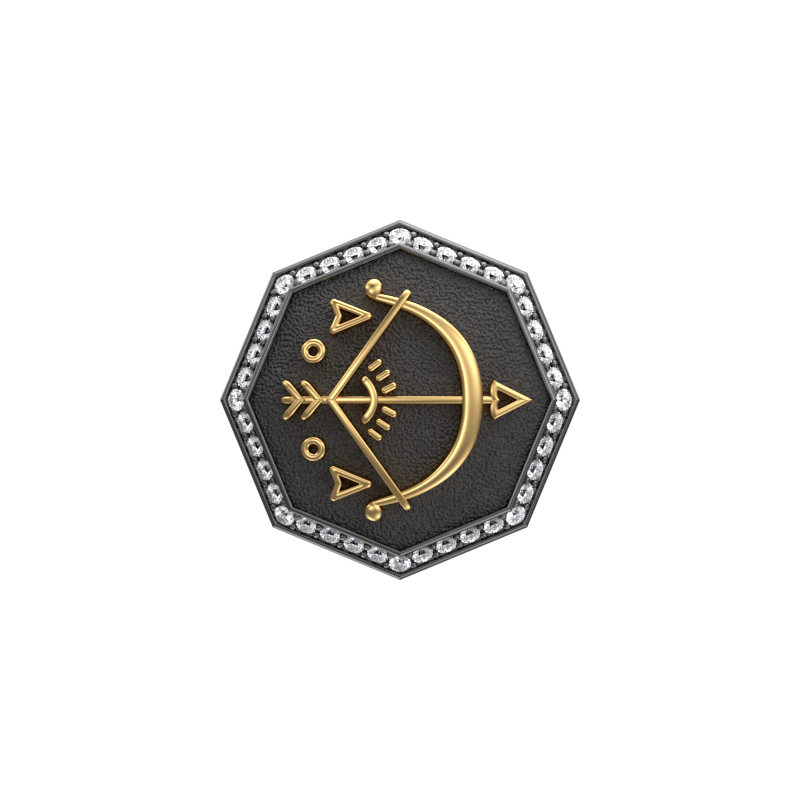 Sagittarius Zodiac Luxe, Constellation Cufflink Set with CZ Diamonds, 18kt Gold & Black Ruthenium Plating on Brass.