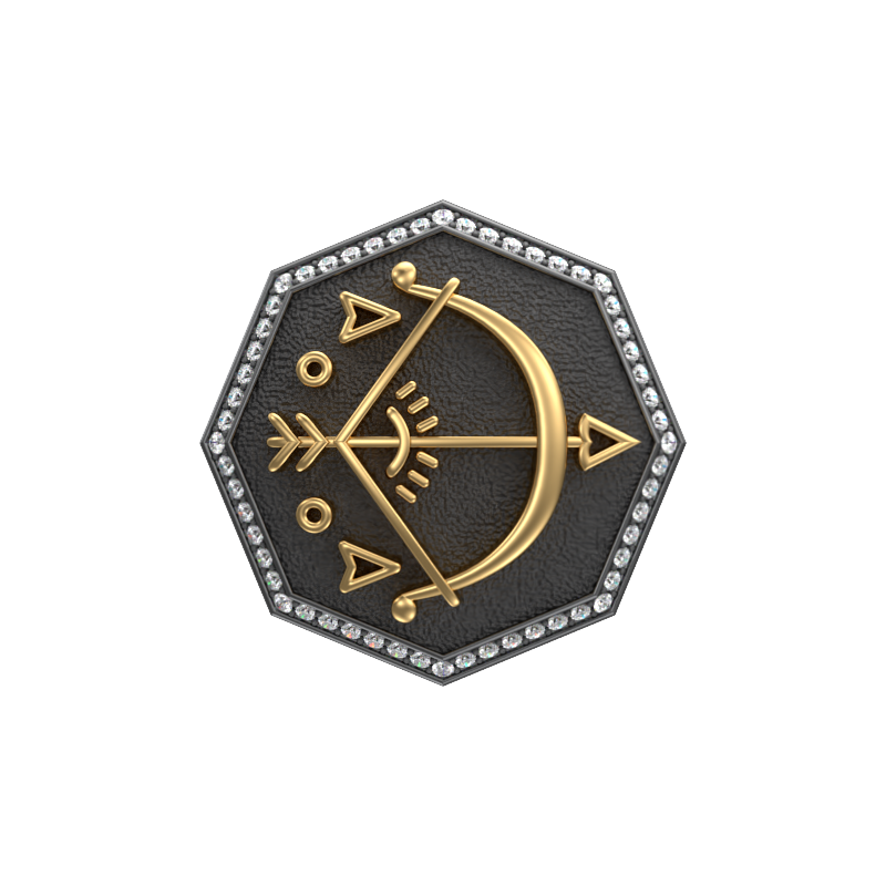 Sagittarius Zodiac Luxe, Constellation Cufflink Set with CZ Diamonds, 18kt Gold & Black Ruthenium Plating on Brass.