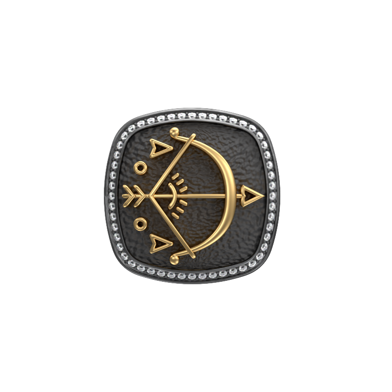 Sagittarius Zodiac Luxe, Constellation Cufflink Set with CZ Diamonds, 18kt Gold & Black Ruthenium Plating on Brass.